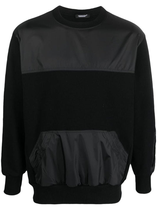 Black Panelled Cotton Sweatshirt