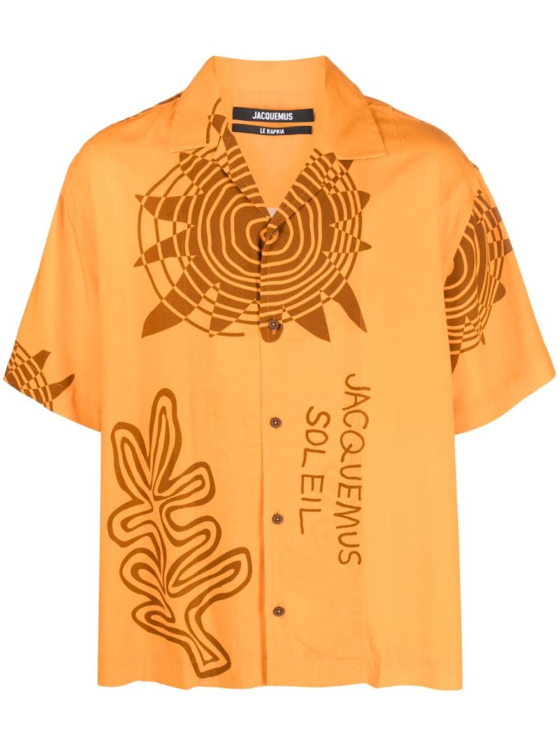 Orange Spiral Sun Printed Shirt