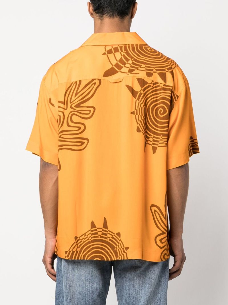 Orange Spiral Sun Printed Shirt