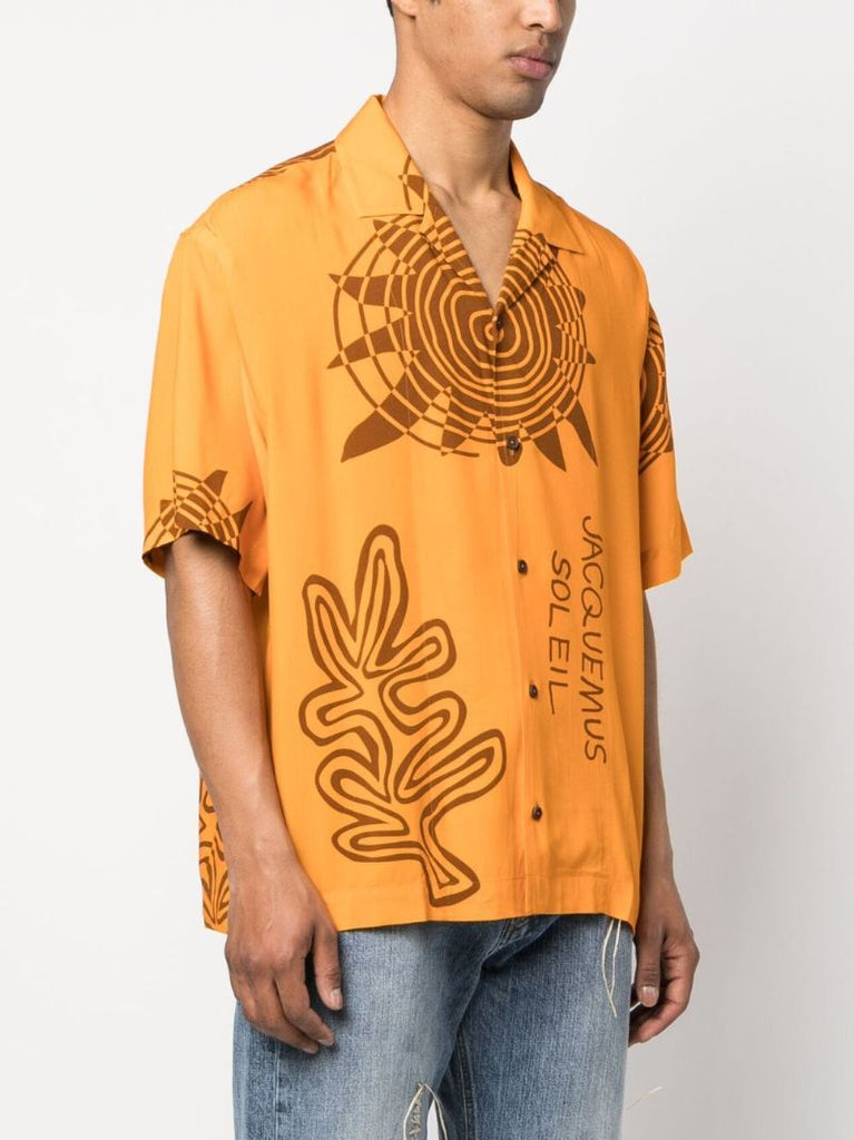 Orange Spiral Sun Printed Shirt