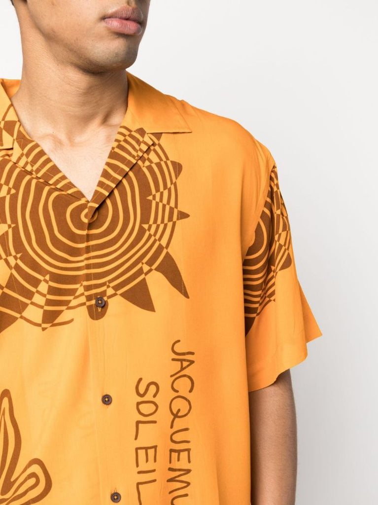Orange Spiral Sun Printed Shirt