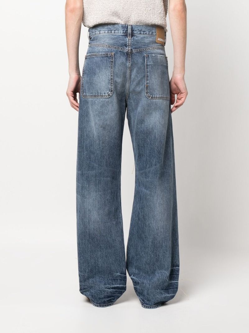 Blue Distressed Bootcut Jeans