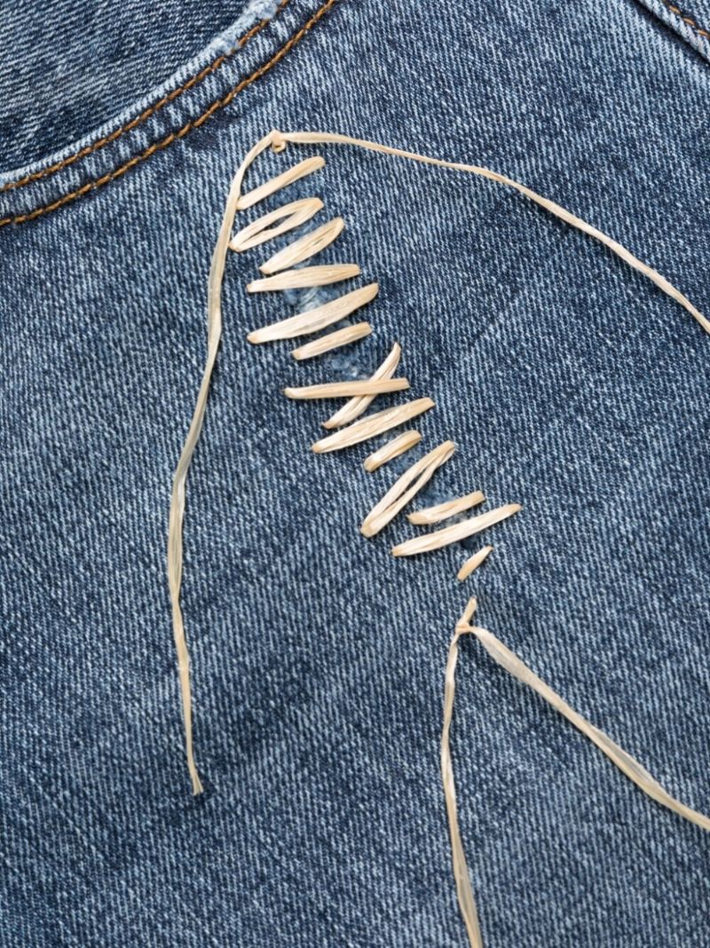 Blue Distressed Bootcut Jeans