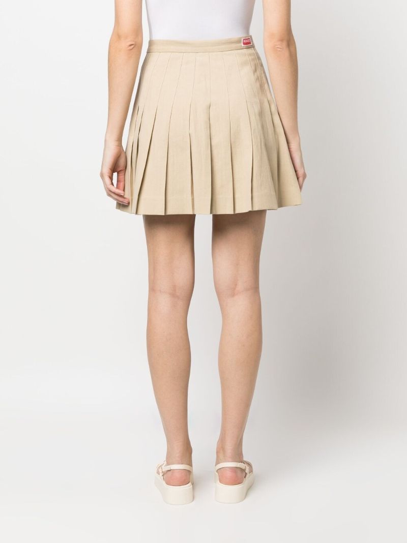 Neutral Pleated Wrap Mini Skirt