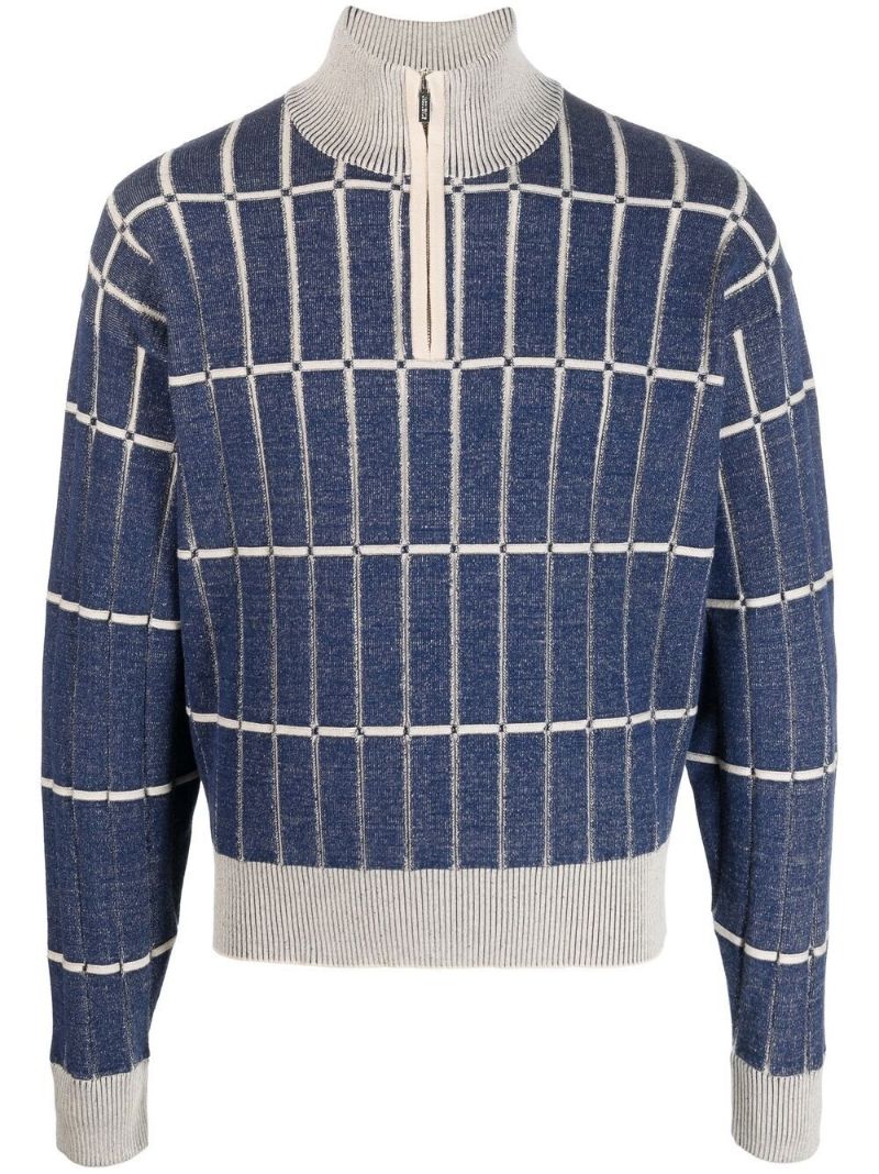 Blue Malha Checked Polo Shirt