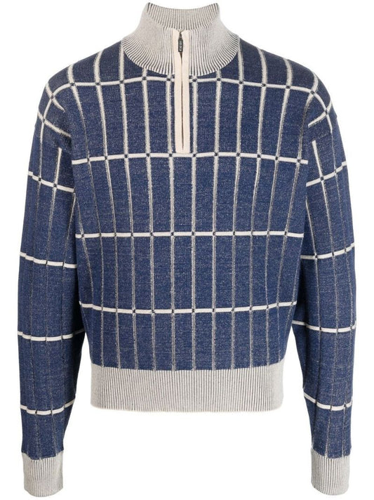 Blue Malha Checked Polo Shirt