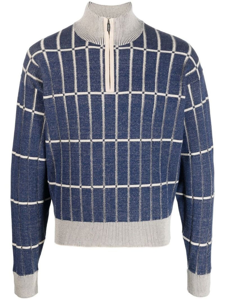 Blue Malha Checked Polo Shirt