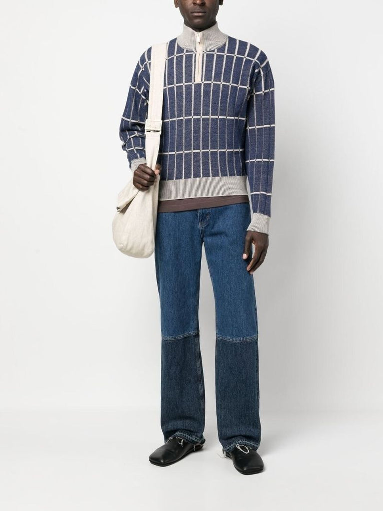 Blue Malha Checked Polo Shirt