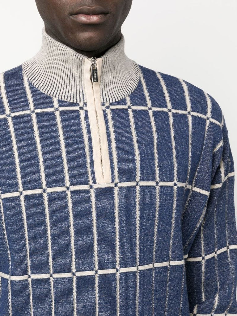 Blue Malha Checked Polo Shirt