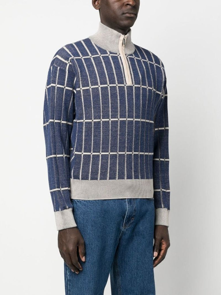 Blue Malha Checked Polo Shirt