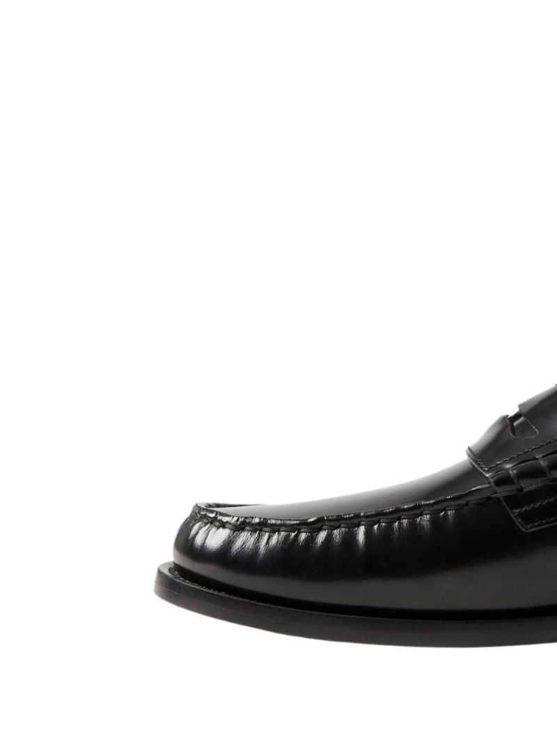 Black Leather Coin Detail Penny Loafers