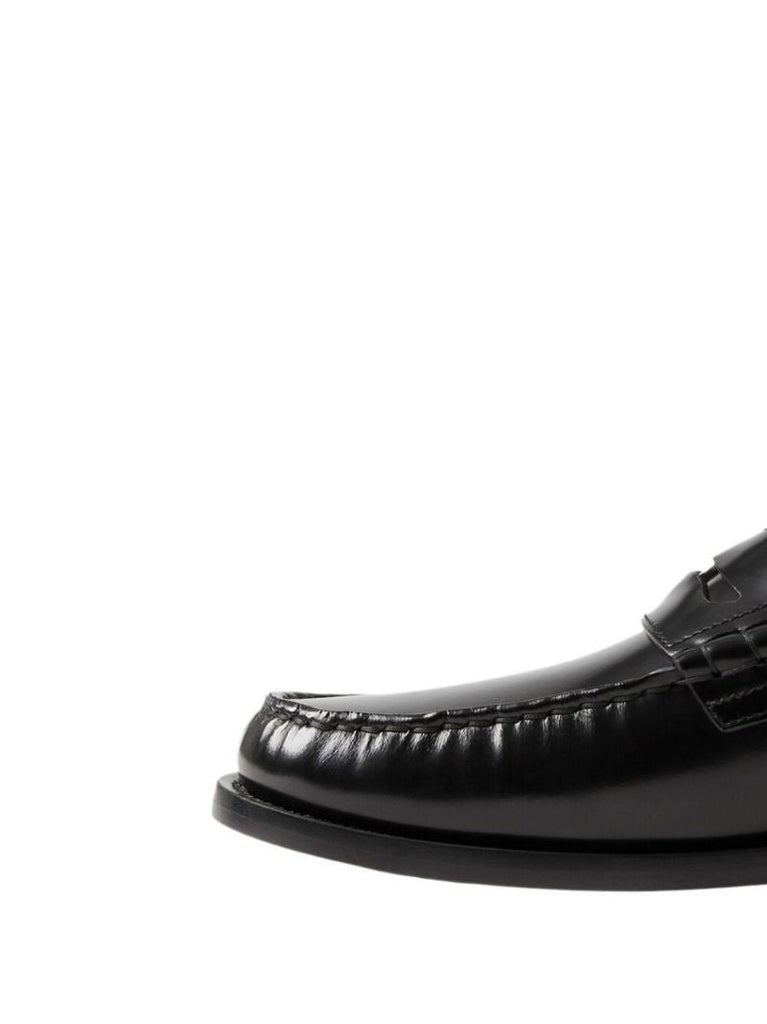 Black Leather Coin Detail Penny Loafers