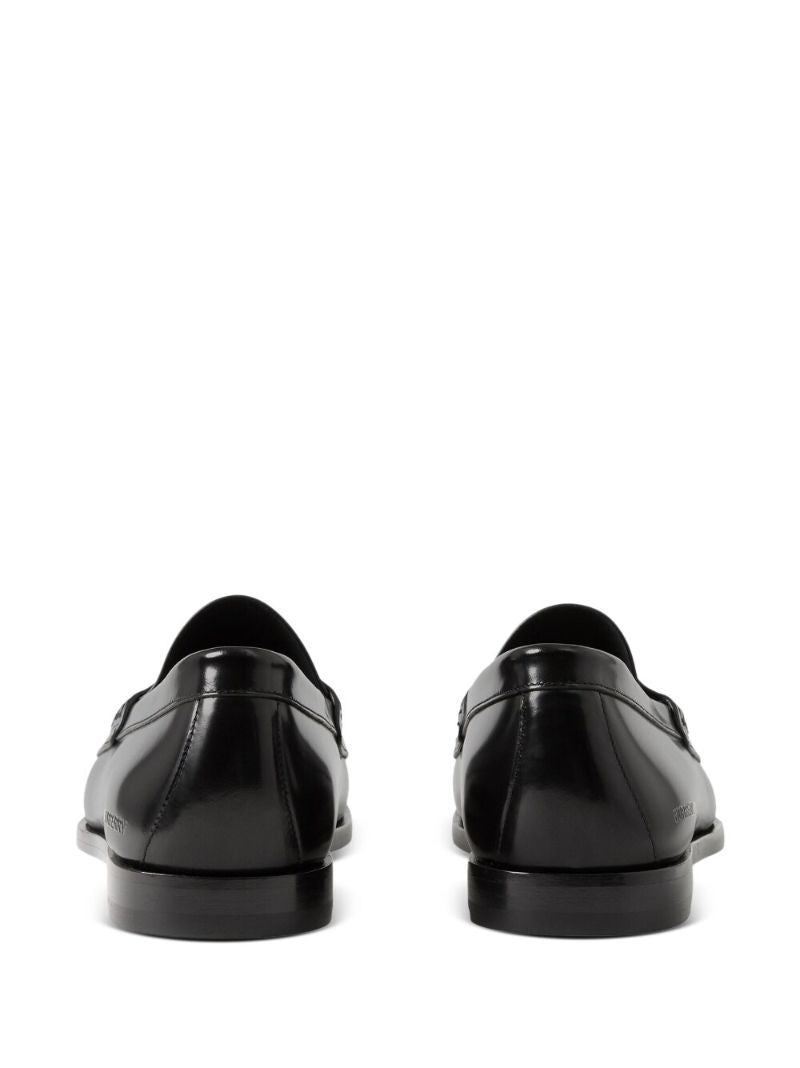 Black Leather Coin Detail Penny Loafers