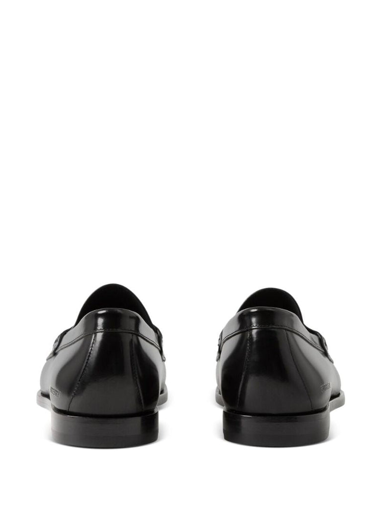 Black Leather Coin Detail Penny Loafers