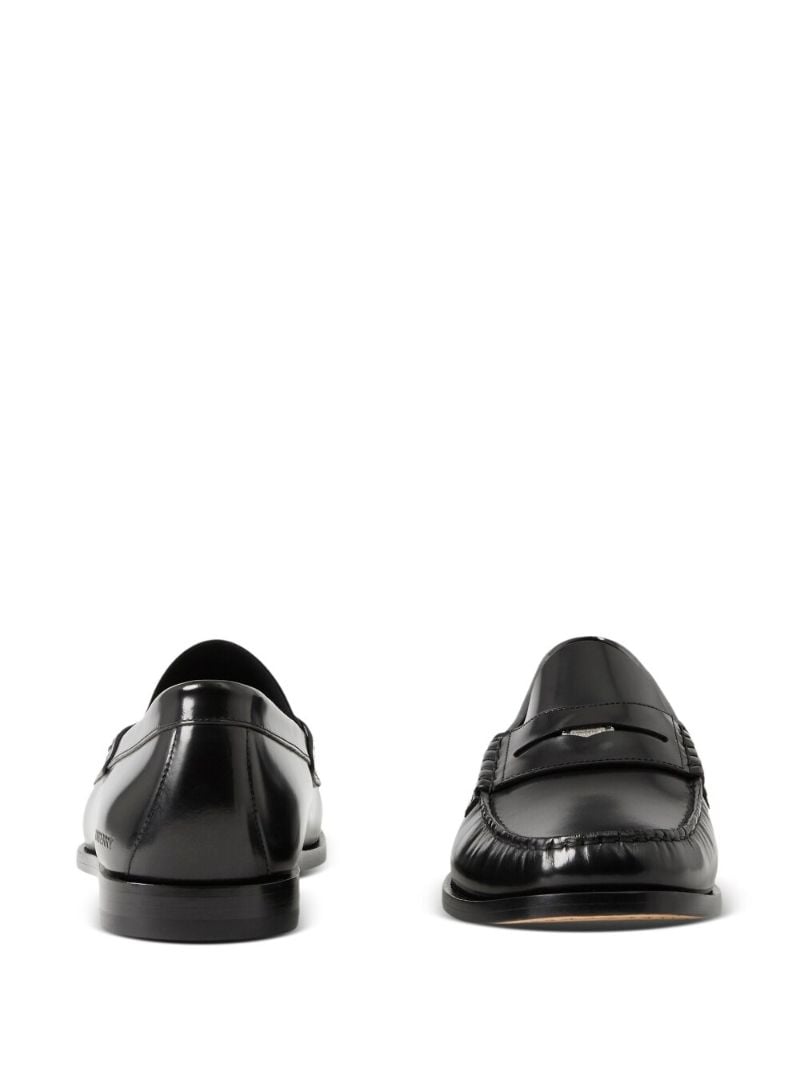 Black Leather Coin Detail Penny Loafers