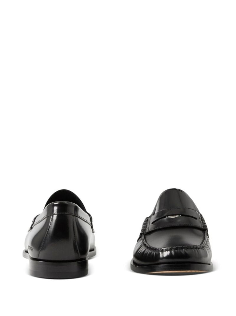 Black Leather Coin Detail Penny Loafers