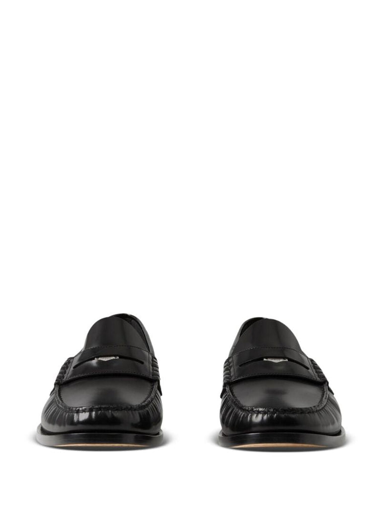 Black Leather Coin Detail Penny Loafers