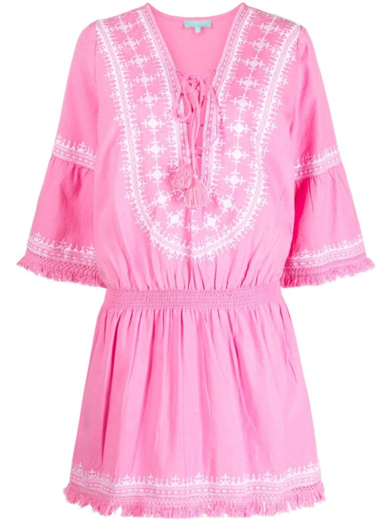 Pink Martina A-line Frayed Dress