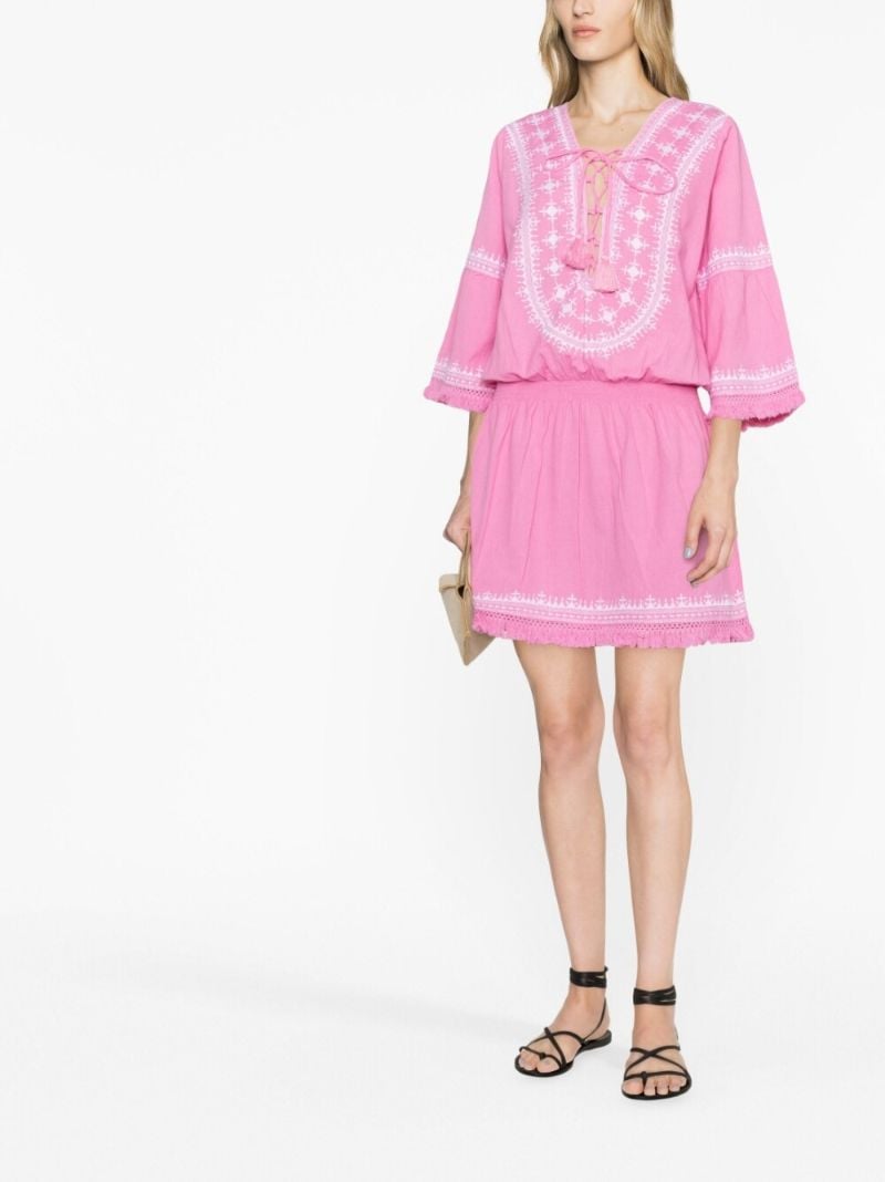 Pink Martina A-line Frayed Dress
