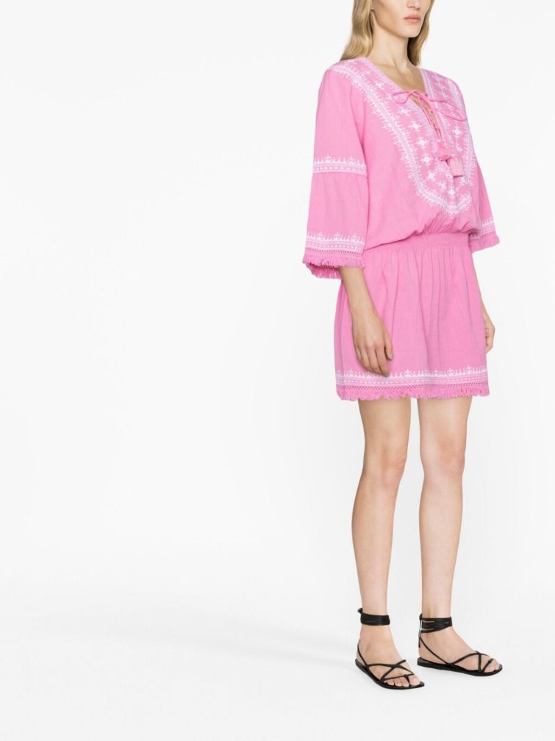 Pink Martina A-line Frayed Dress