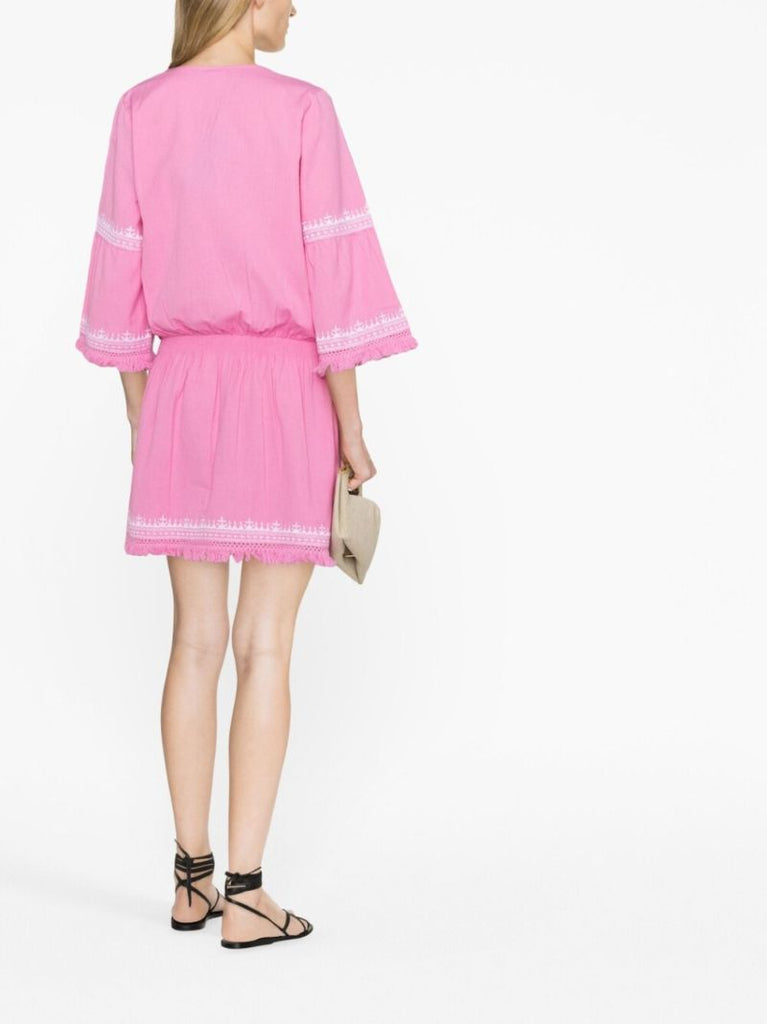 Pink Martina A-line Frayed Dress