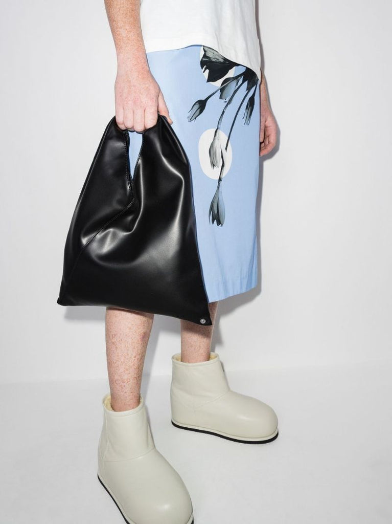 Black Japanese Leather Tote Bag