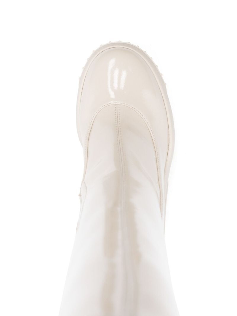 White 140 Patent Leather Wedge Boots