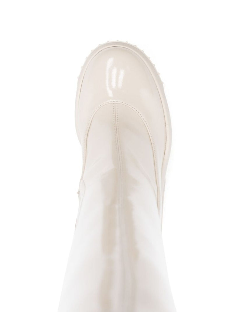 White 140 Patent Leather Wedge Boots