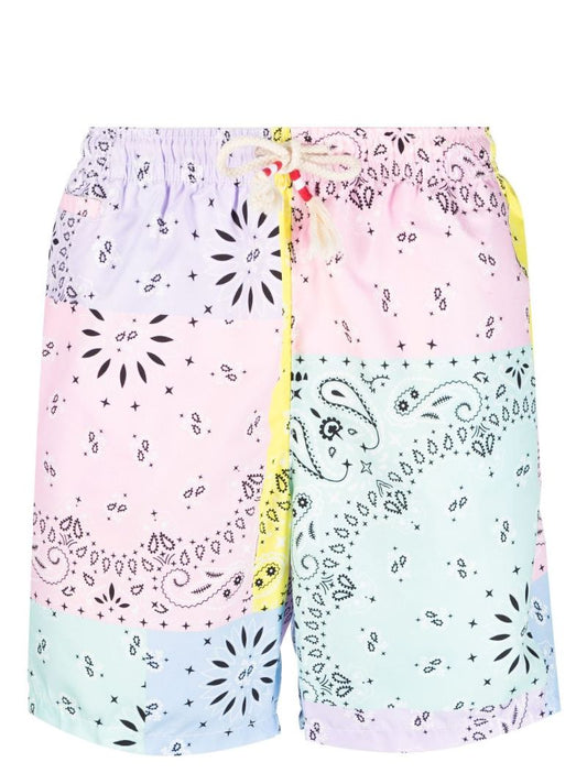Pink Bandana Patchwork Swim Shorts