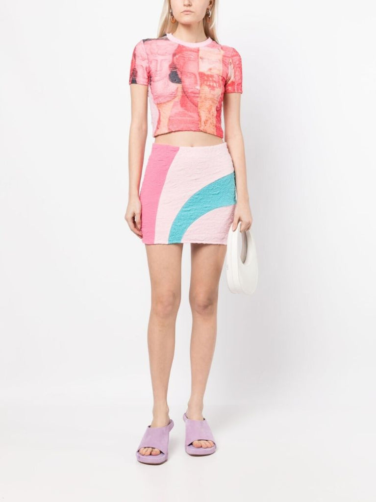Pink Graphic Print Crop T-shirt