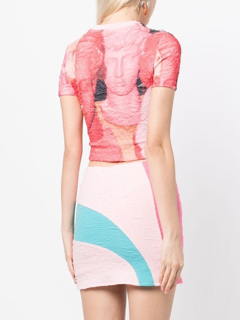 Pink Graphic Print Crop T-shirt