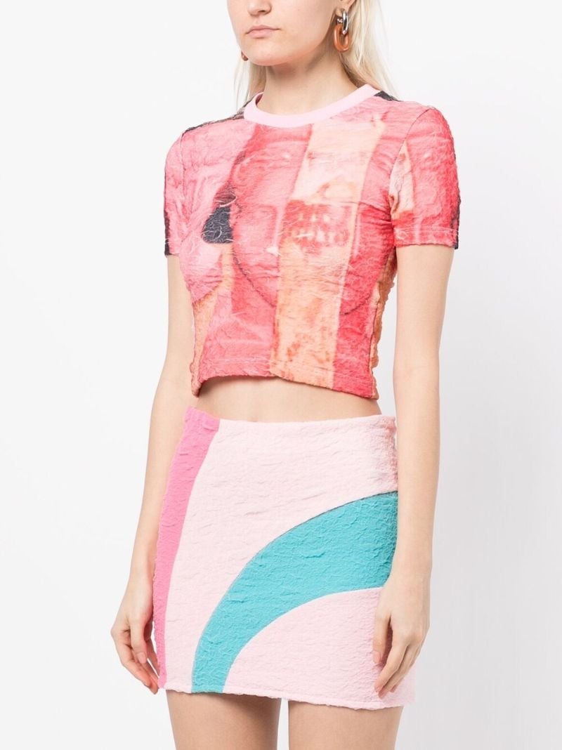 Pink Graphic Print Crop T-shirt