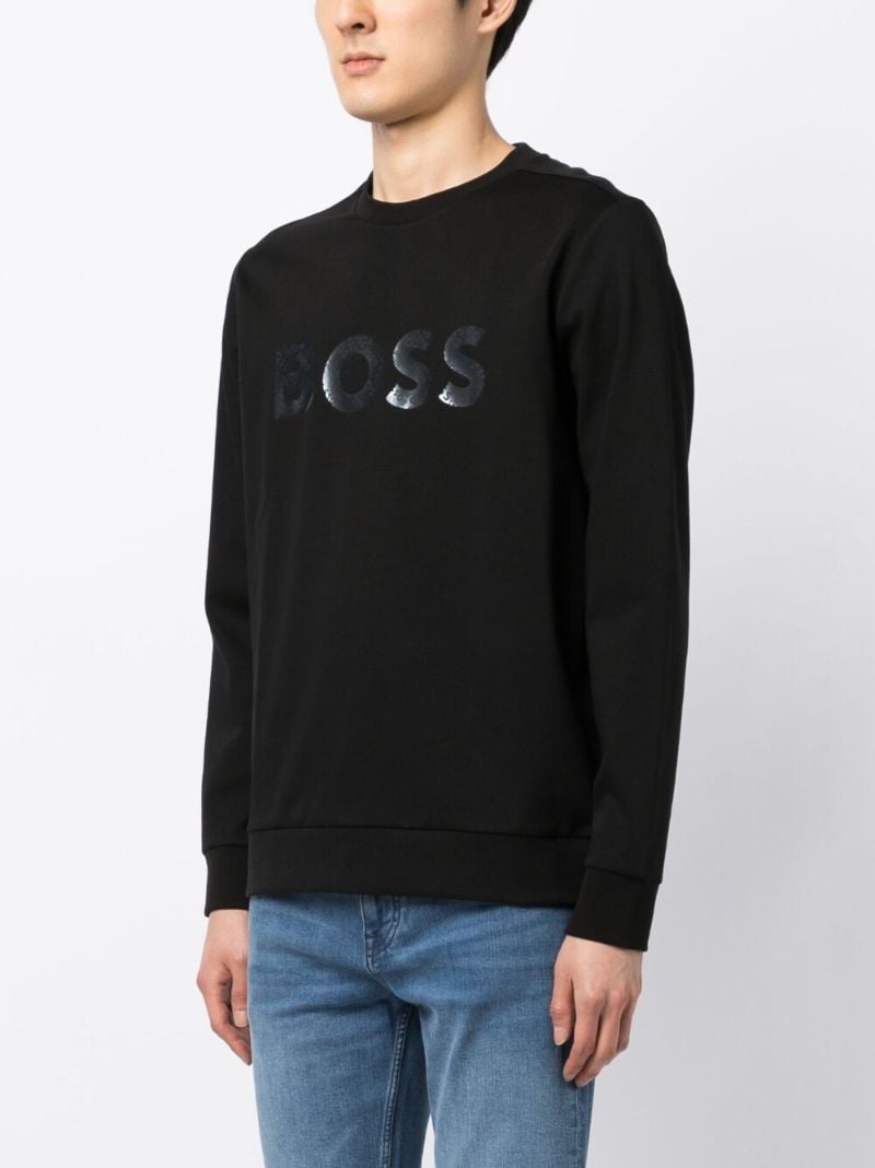 Black Logo Print Crew Neck Sweatshirt