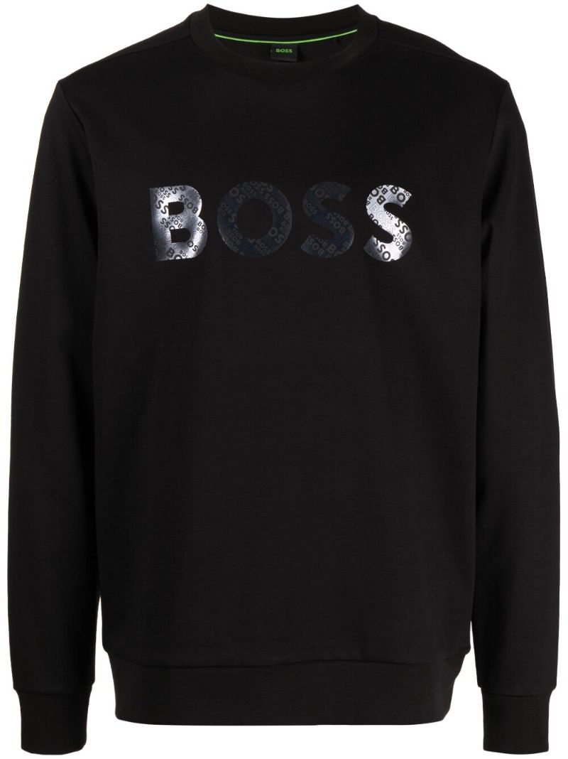 Black Logo Print Crew Neck Sweatshirt