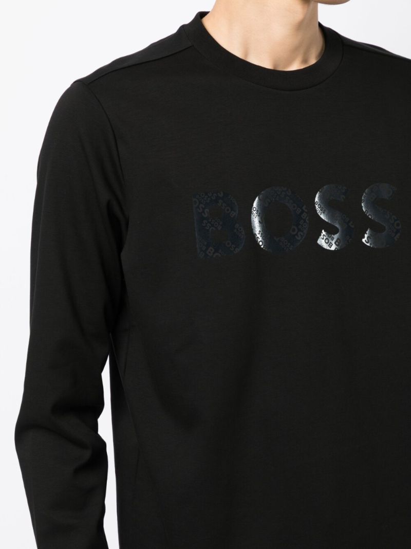 Black Logo Print Crew Neck Sweatshirt