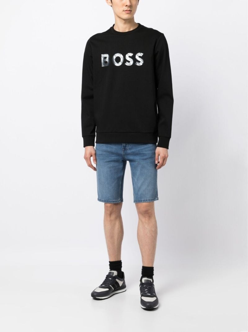 Black Logo Print Crew Neck Sweatshirt