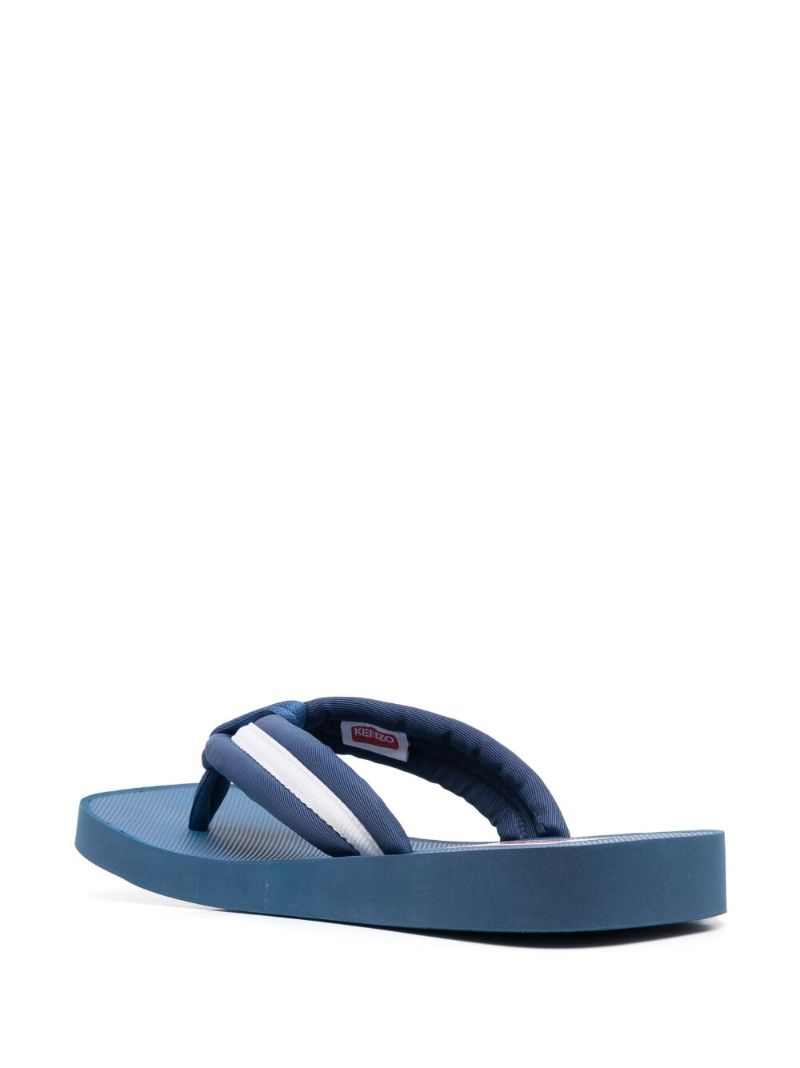 Blue Logo Patch Striped Flip-flops