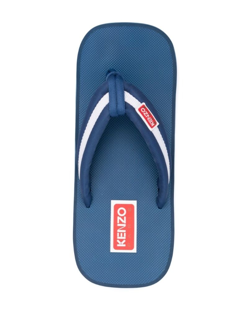 Blue Logo Patch Striped Flip-flops