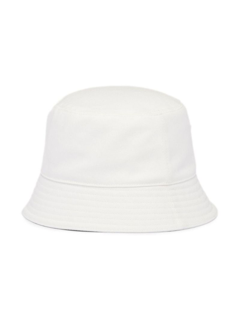 White Embroidered Logo Bucket Hat