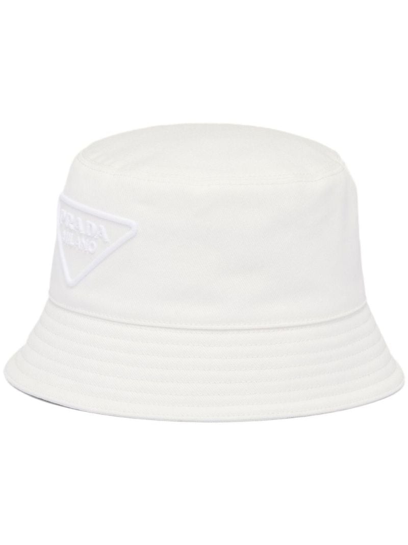 White Embroidered Logo Bucket Hat