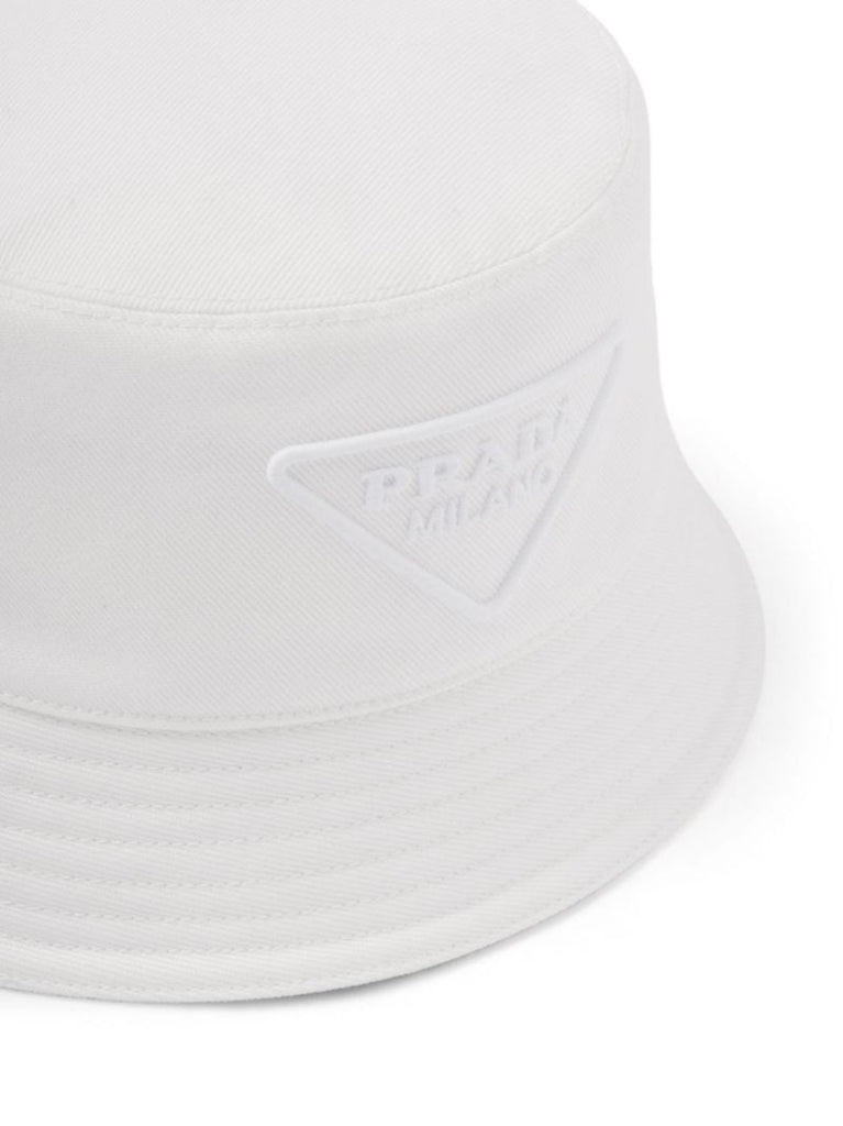 White Embroidered Logo Bucket Hat