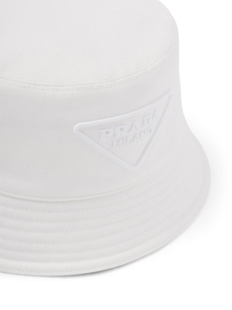 White Embroidered Logo Bucket Hat
