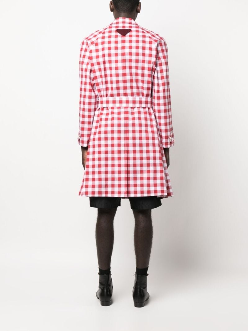 Red Gingham Check Cotton Coat