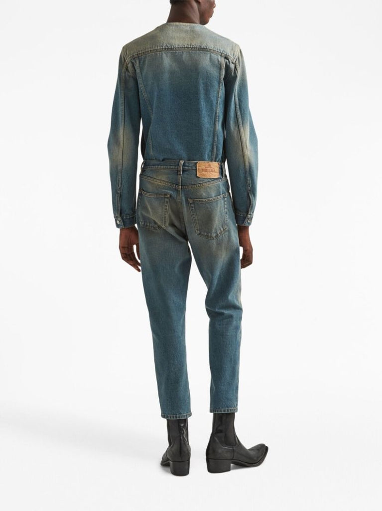 Blue Faded Straight-leg Jeans