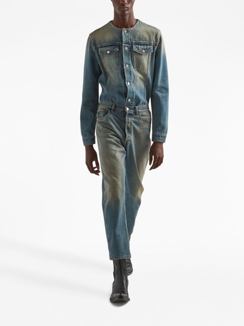 Blue Faded Straight-leg Jeans