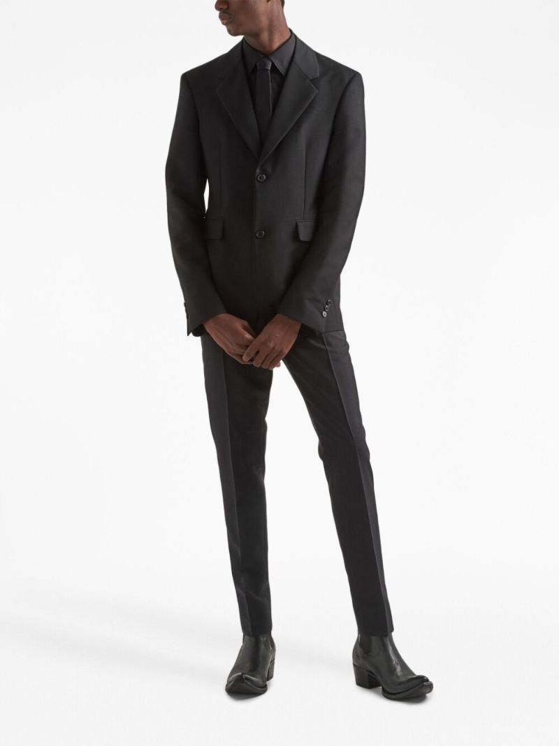 Black Single-breasted Mohair Wool Blazer