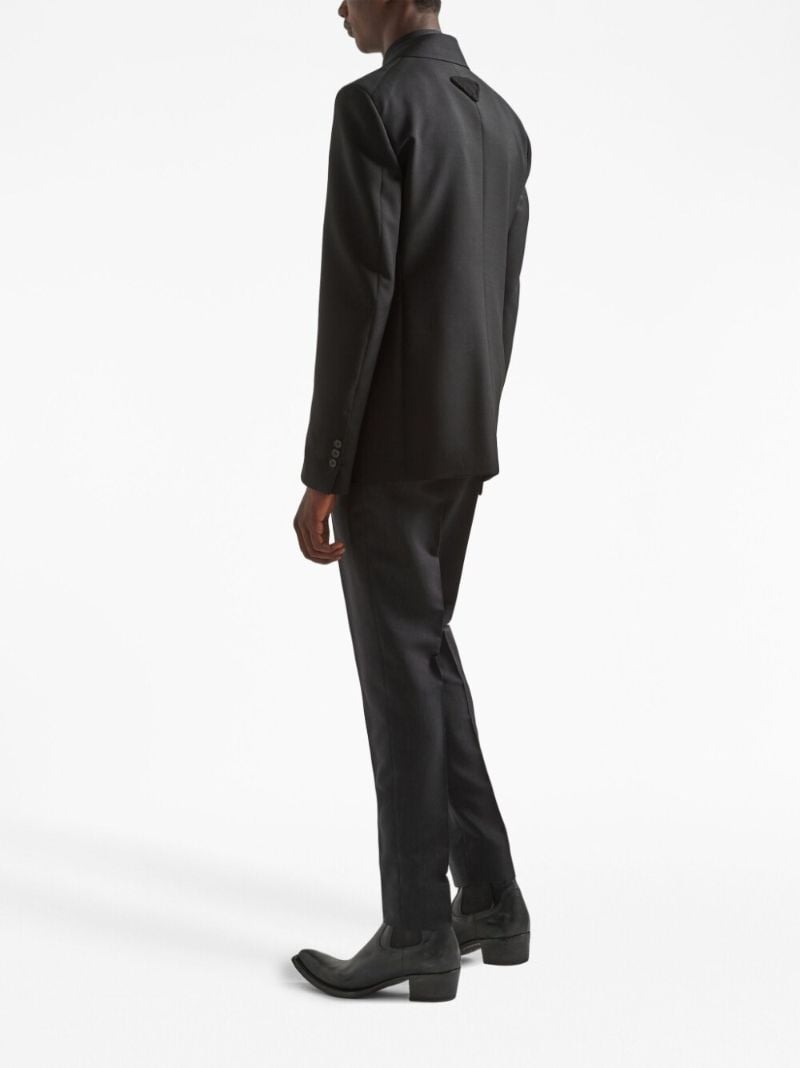 Black Single-breasted Mohair Wool Blazer