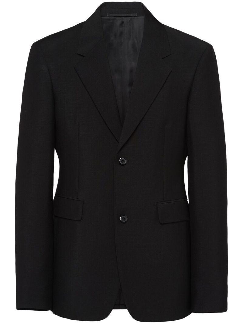 Black Single-breasted Mohair Wool Blazer