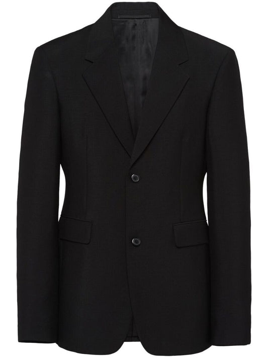 Black Single-breasted Mohair Wool Blazer