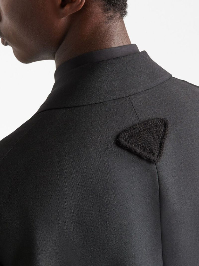 Black Single-breasted Mohair Wool Blazer